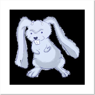 Blue evil cute rabbit Posters and Art